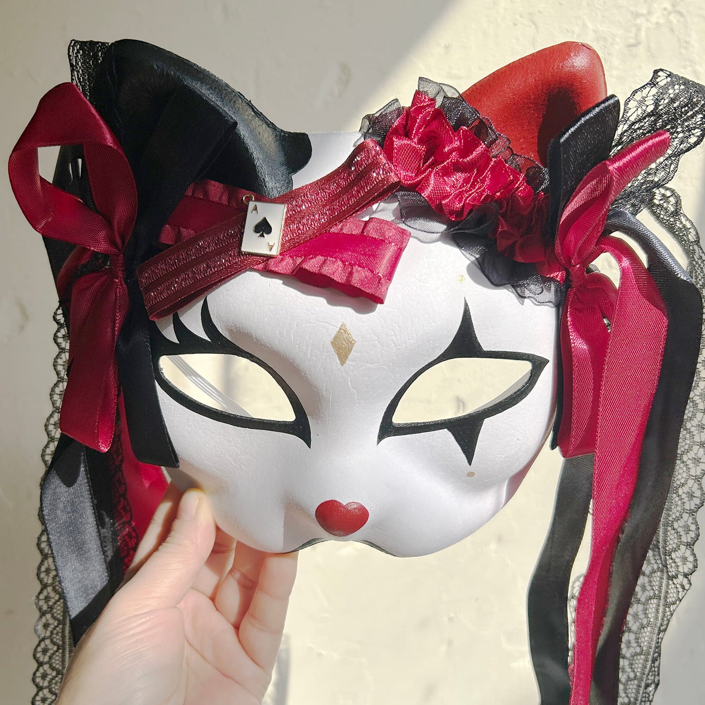 Original handmade cute and cool cat mask, Masquerade Kabuki 02