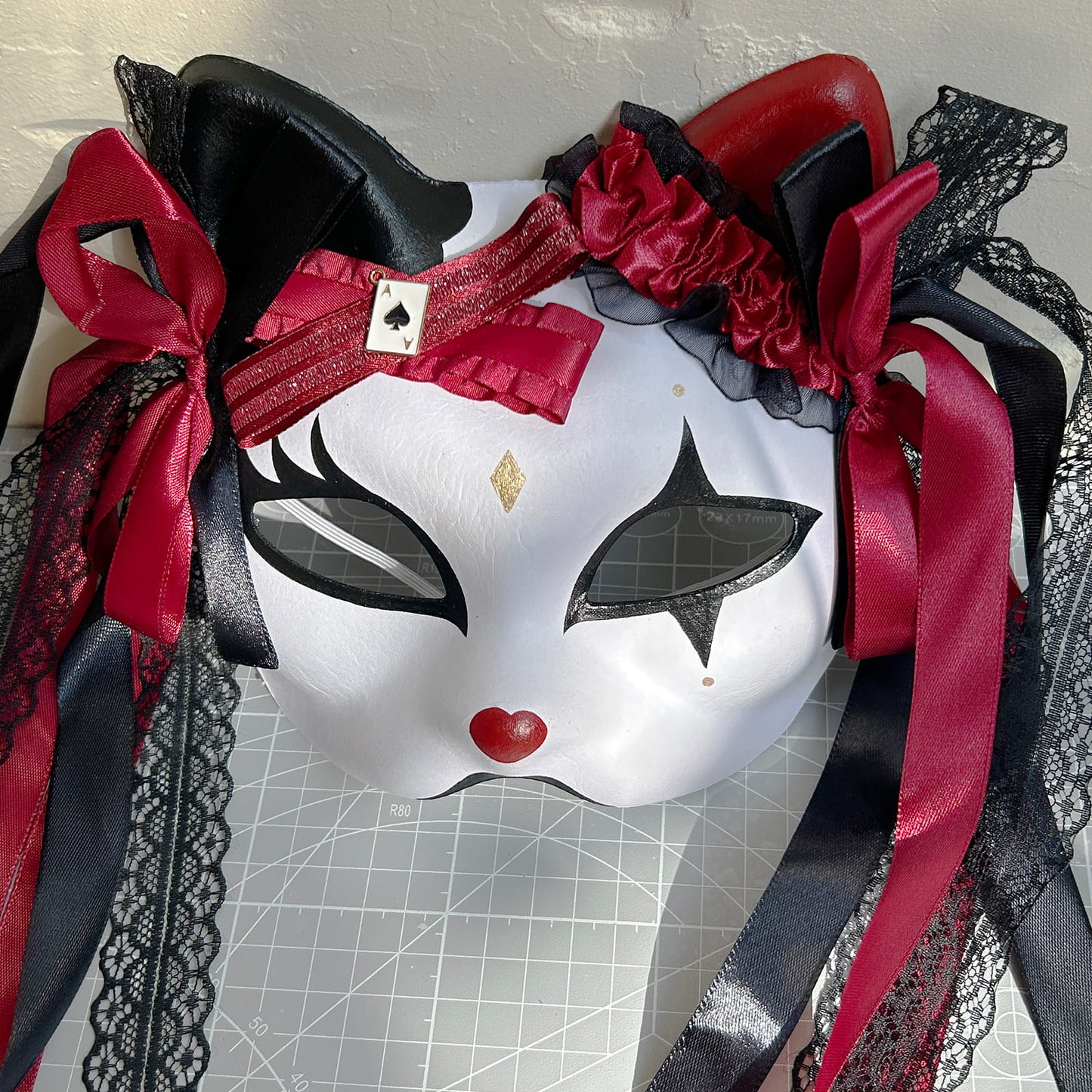 Original handmade cute and cool cat mask, Masquerade Kabuki 02