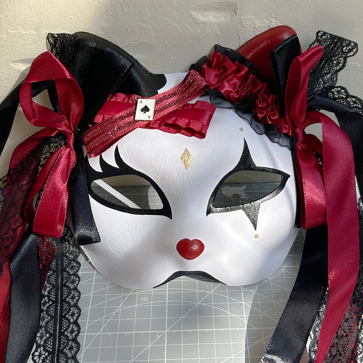 Original handmade cute and cool cat mask, Masquerade Kabuki 02