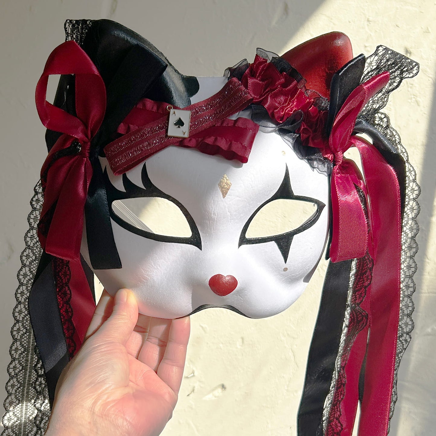 Original handmade cute and cool cat mask, Masquerade Kabuki 02