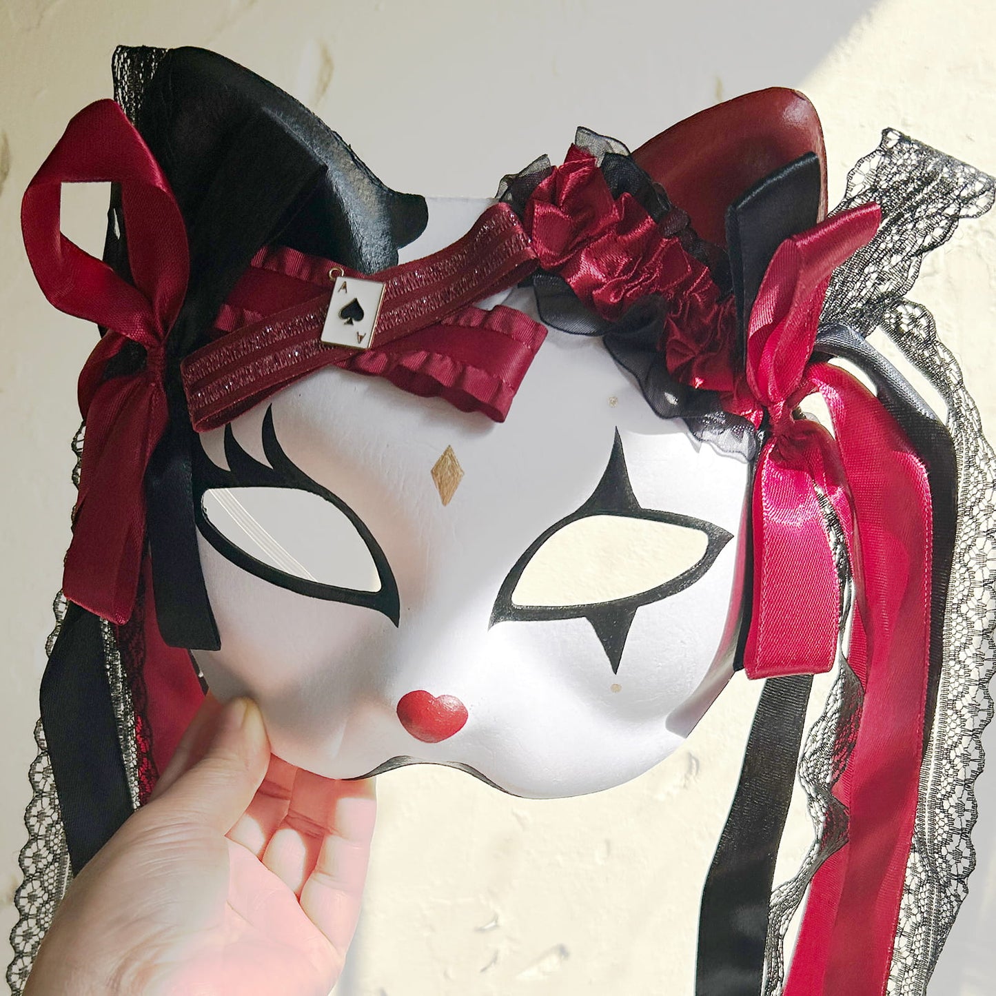 Original handmade cute and cool cat mask, Masquerade Kabuki 02