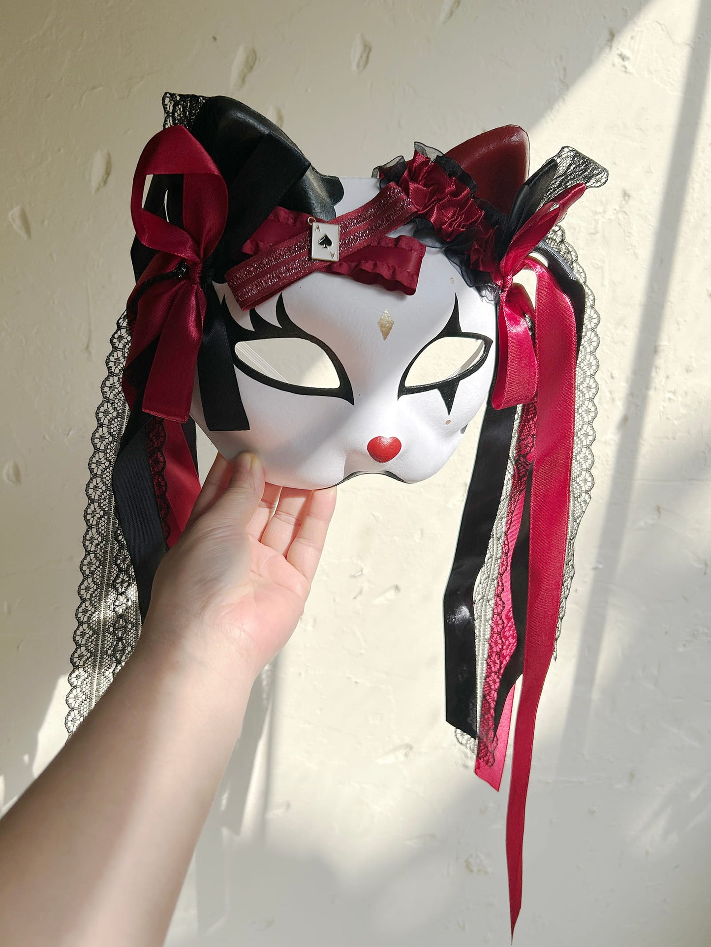 Original handmade cute and cool cat mask, Masquerade Kabuki 02