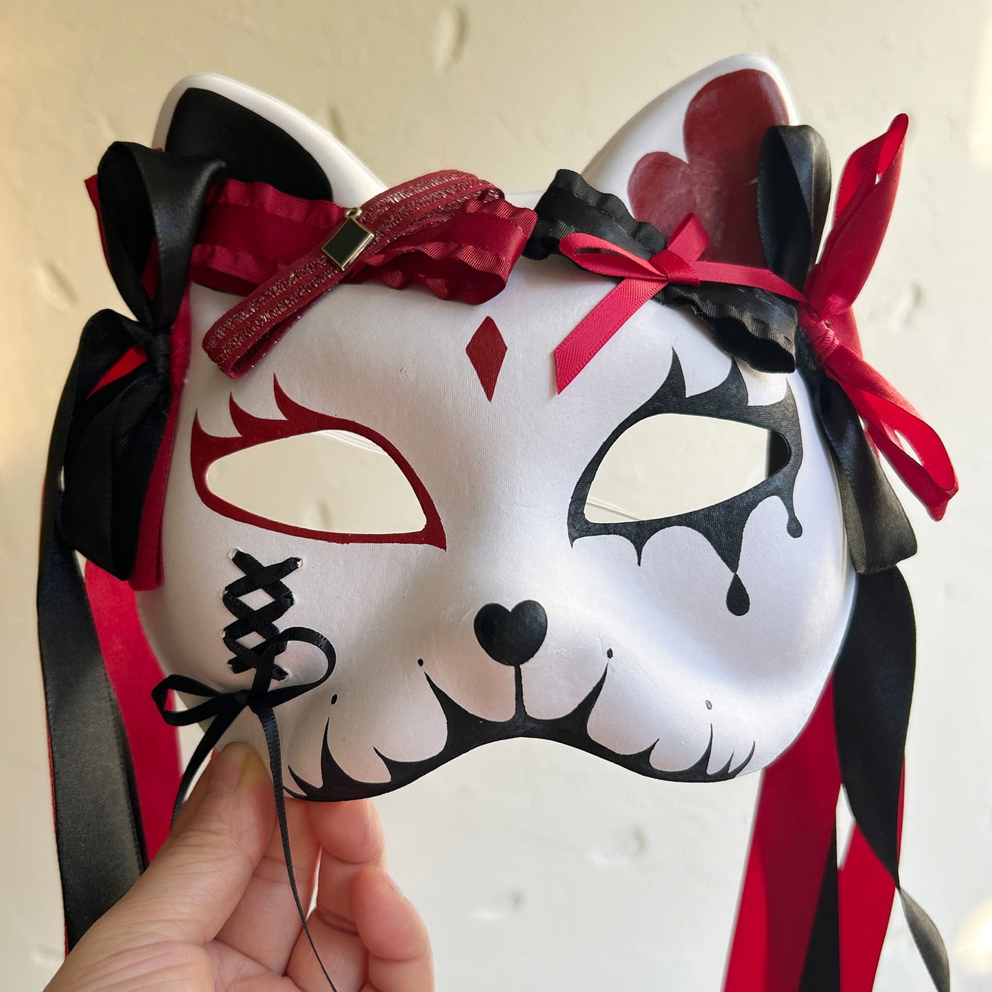 Original handmade cute and cool cat mask, Masquerade Kabuki 03