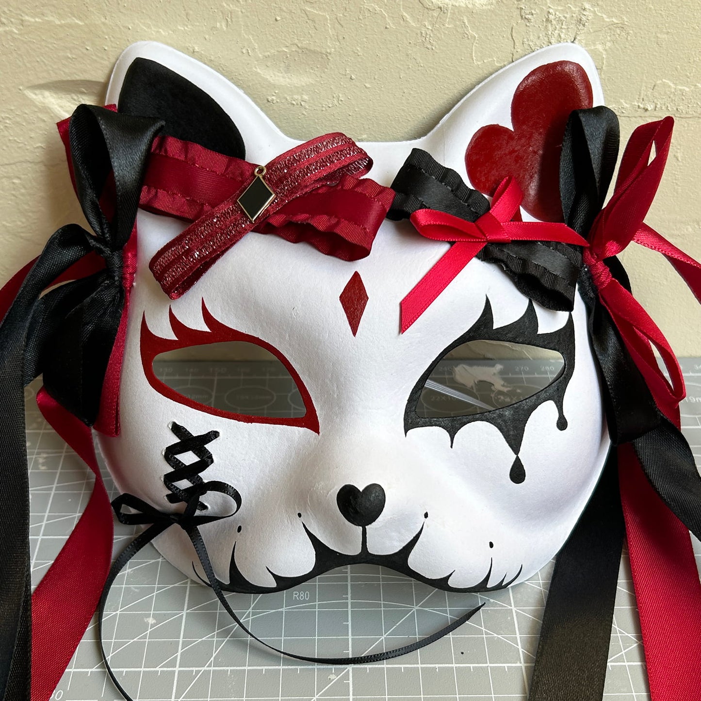 Original handmade cute and cool cat mask, Masquerade Kabuki 03
