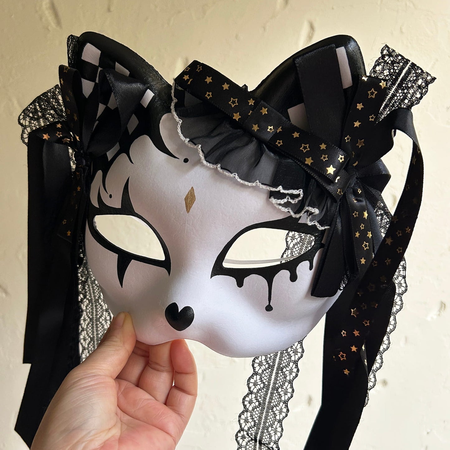 Original handmade cute and cool cat mask, Masquerade Kabuki 04