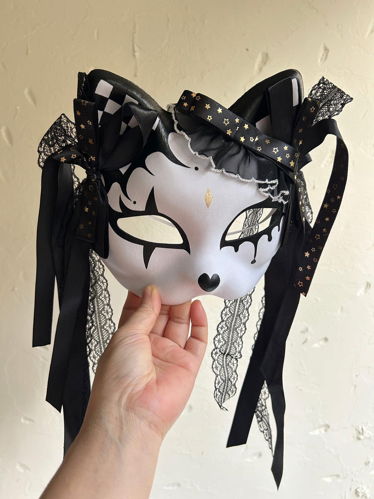 Original handmade cute and cool cat mask, Masquerade Kabuki 04