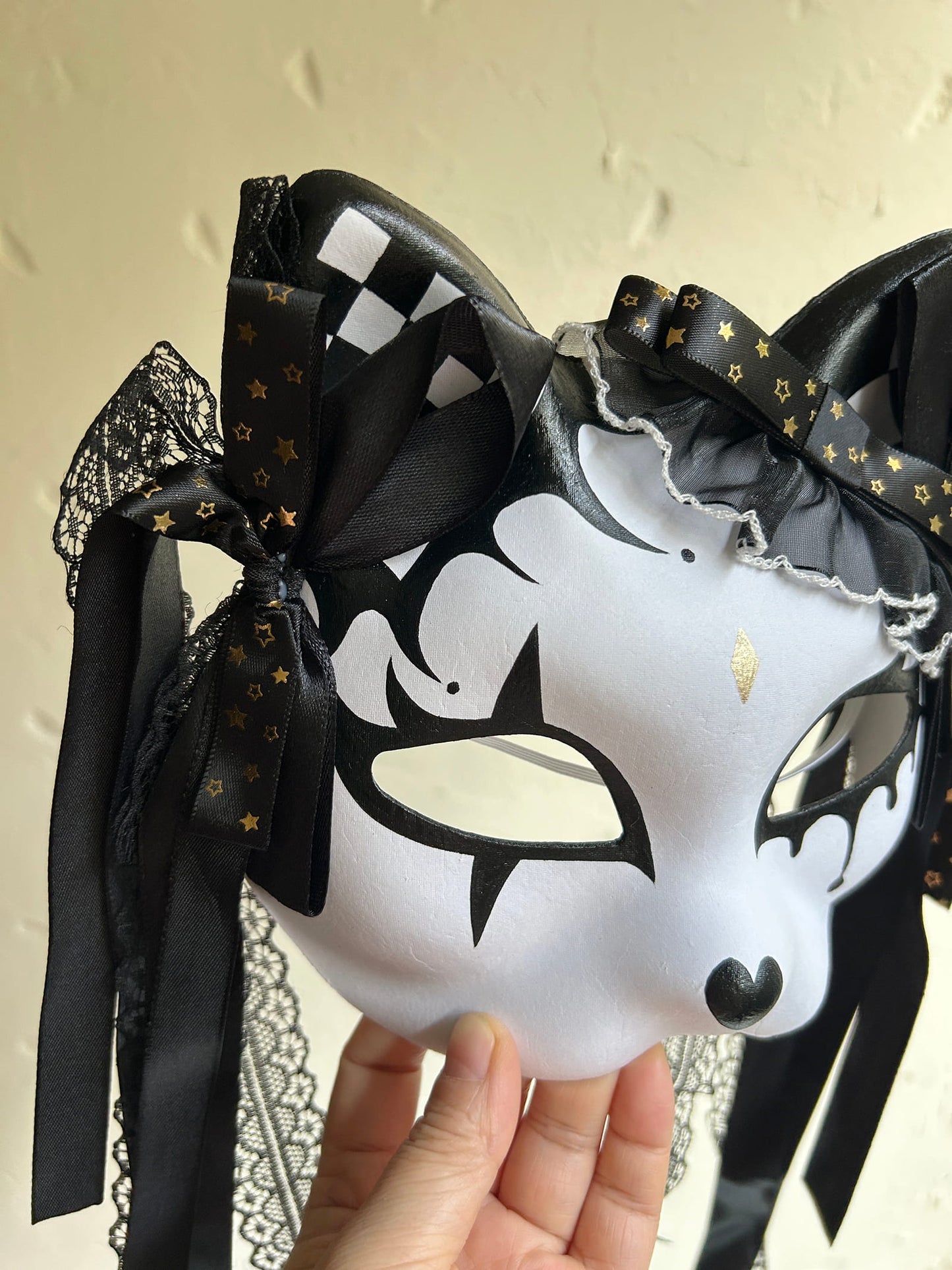 Original handmade cute and cool cat mask, Masquerade Kabuki 04