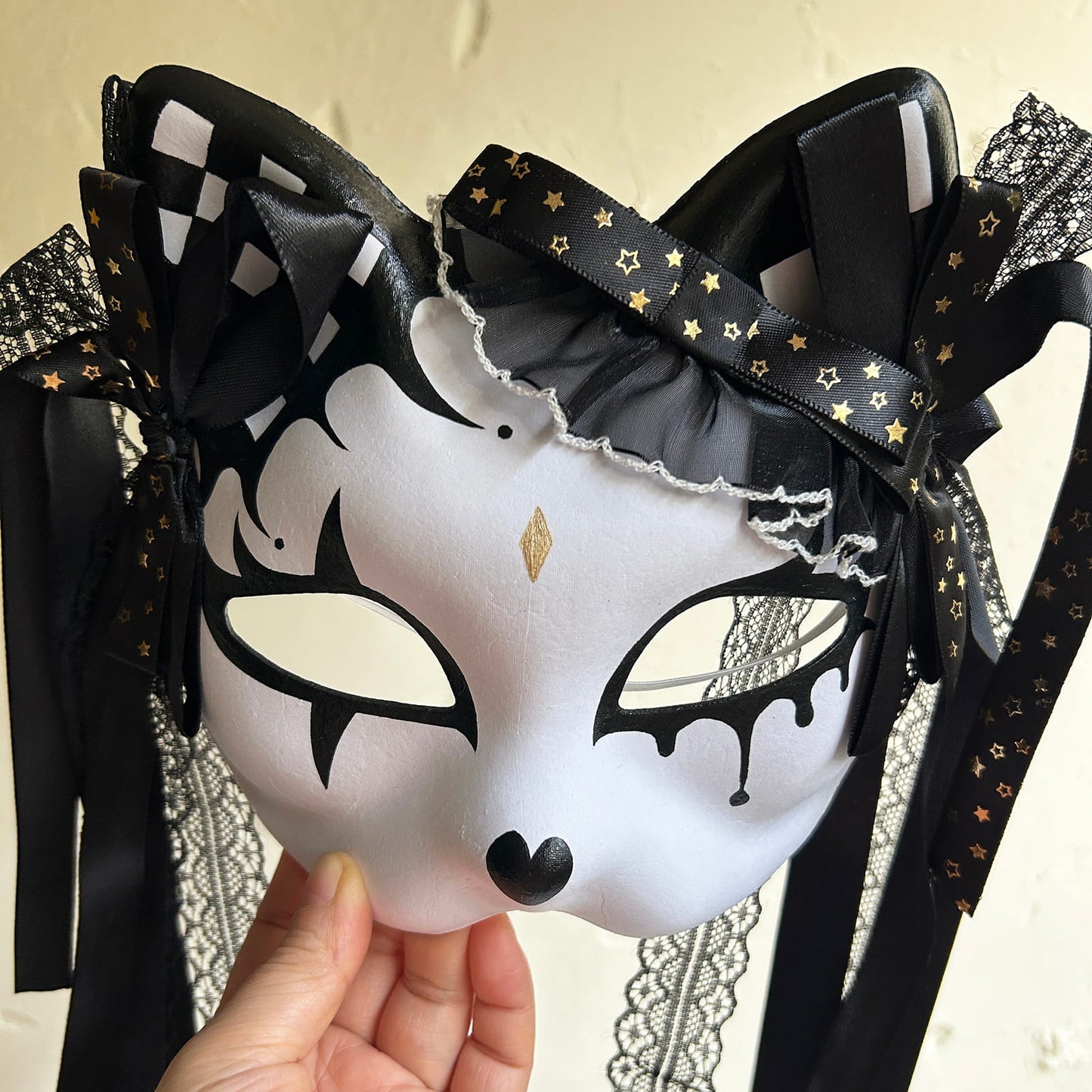 Original handmade cute and cool cat mask, Masquerade Kabuki 04