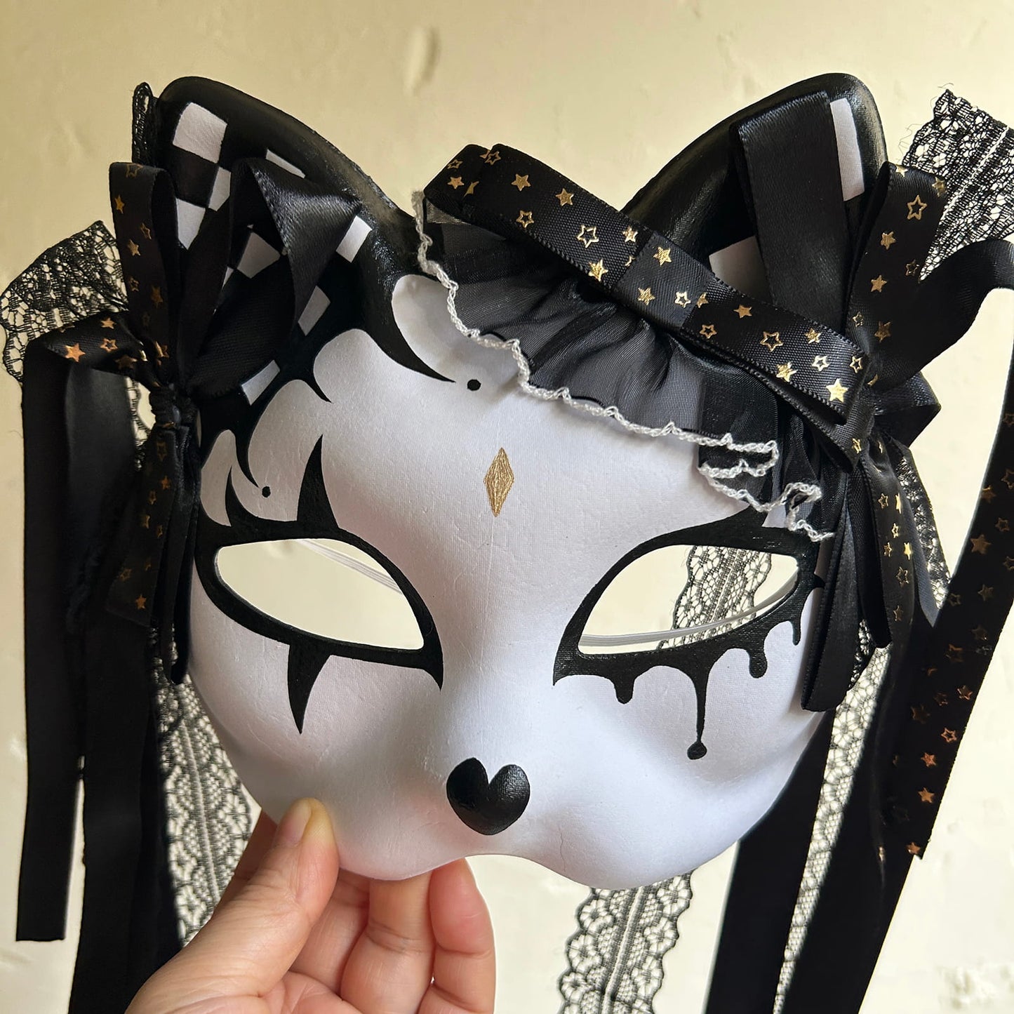 Original handmade cute and cool cat mask, Masquerade Kabuki 04