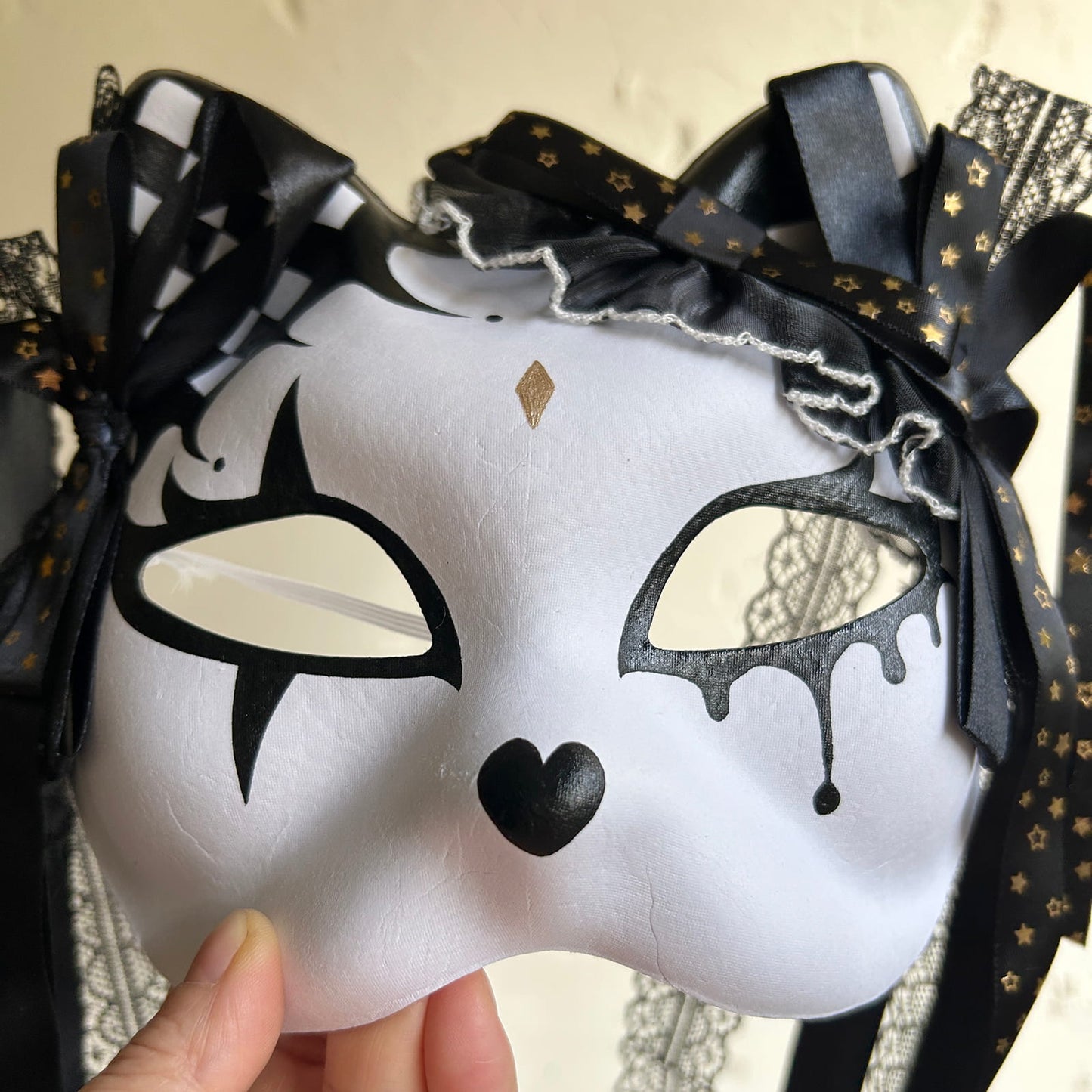 Original handmade cute and cool cat mask, Masquerade Kabuki 04