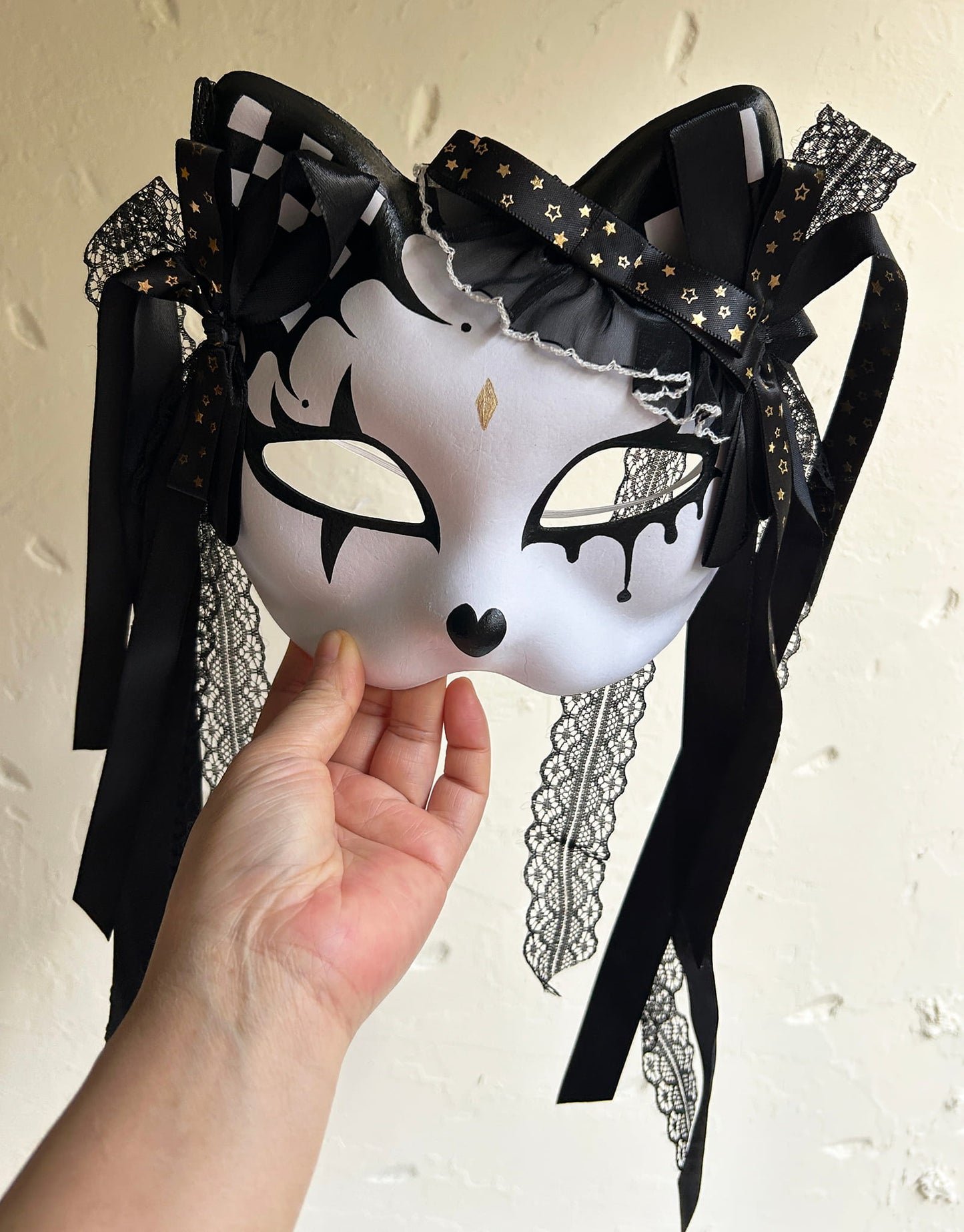 Original handmade cute and cool cat mask, Masquerade Kabuki 04