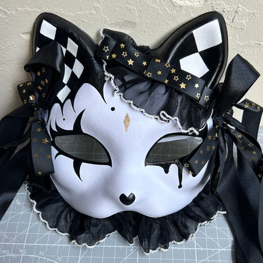 Original handmade cute and cool cat mask, Masquerade Kabuki 06