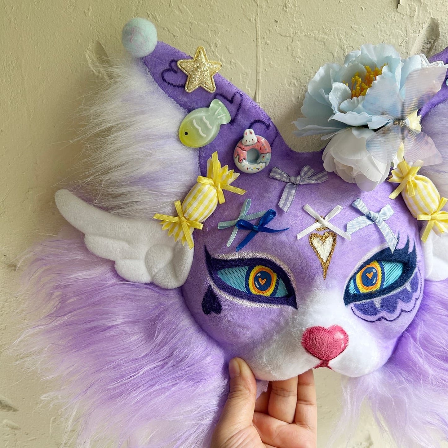Purple sweet and cute Therian cat mask 01.