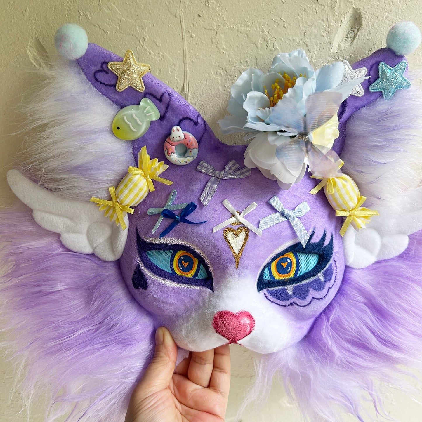 Purple sweet and cute Therian cat mask 01.