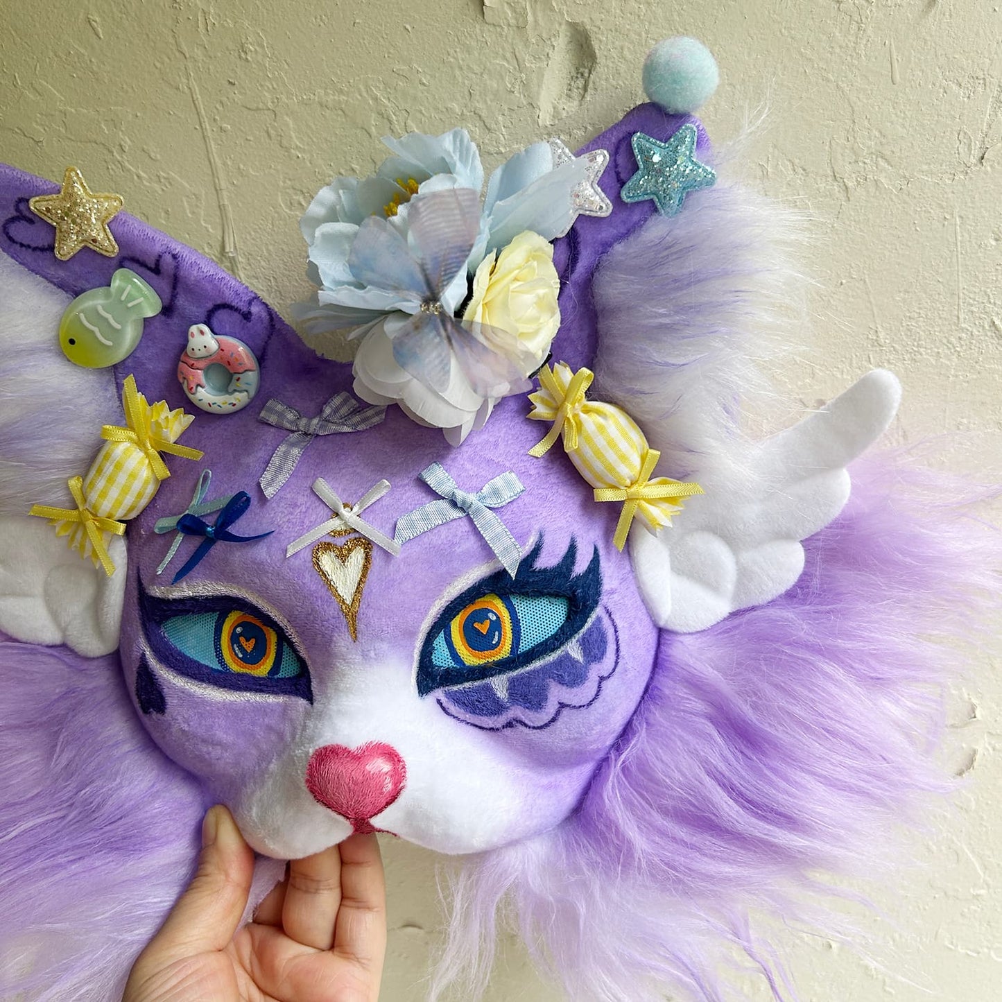 Purple sweet and cute Therian cat mask 01.