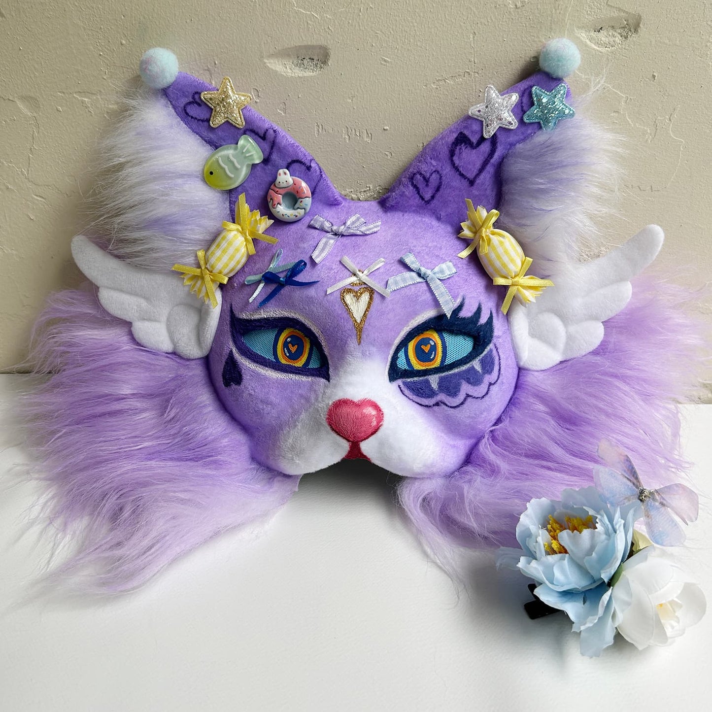 Purple sweet and cute Therian cat mask 01.