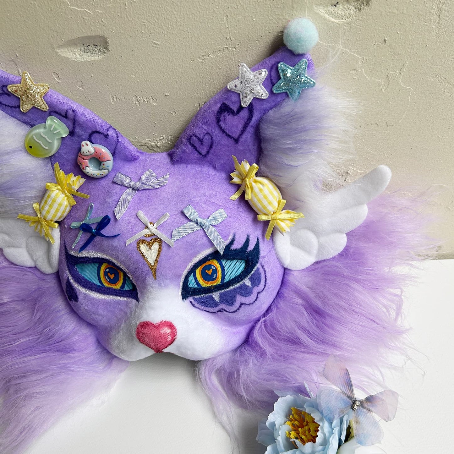Purple sweet and cute Therian cat mask 01.
