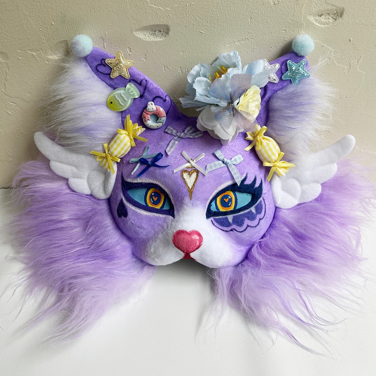 Purple sweet and cute Therian cat mask 01.