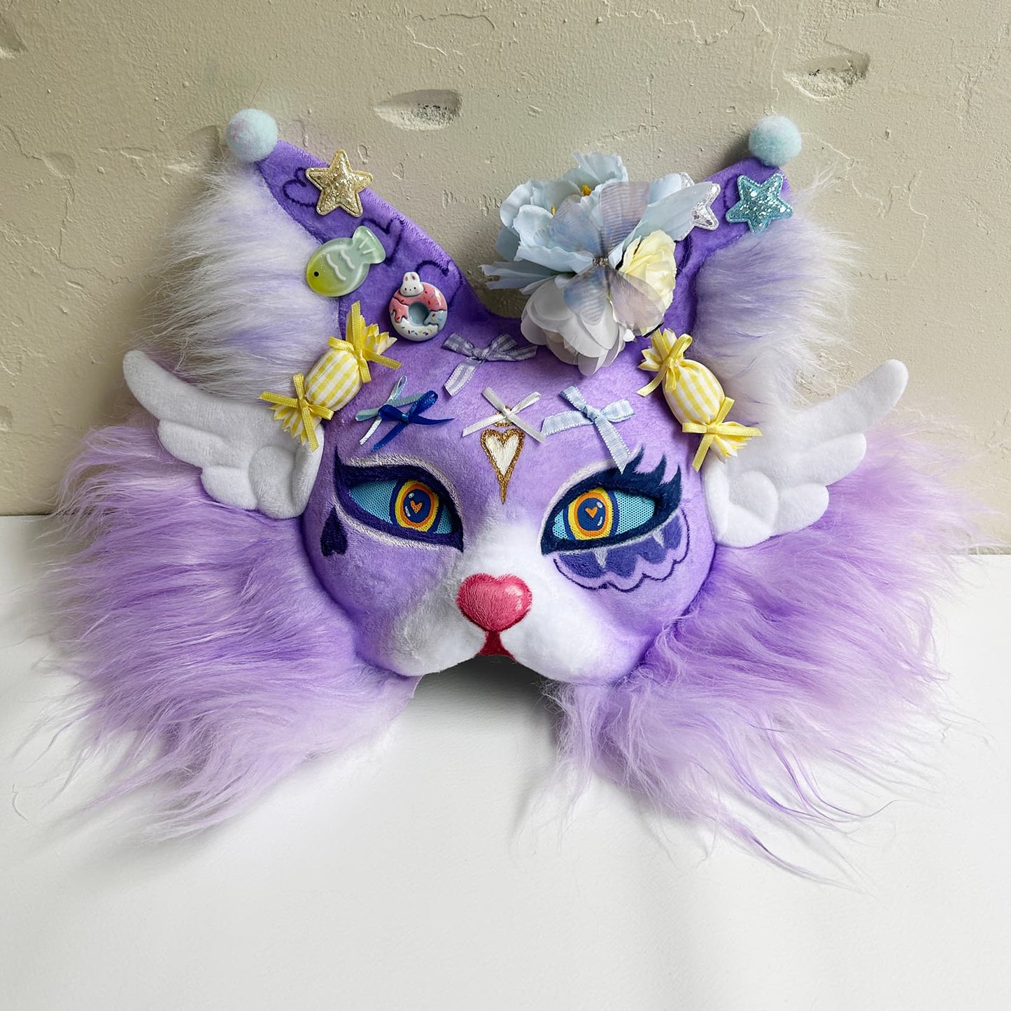 Purple sweet and cute Therian cat mask 01.