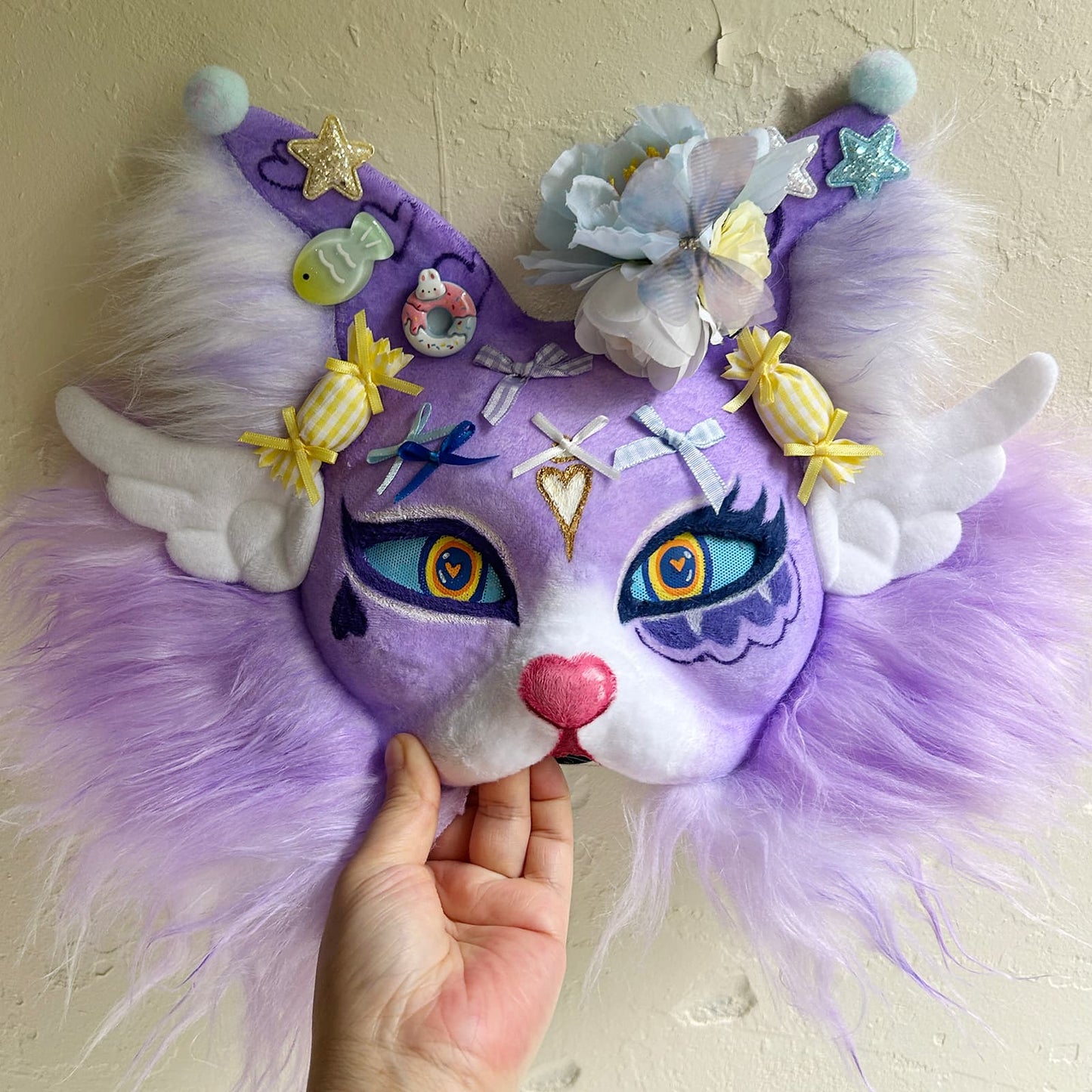 Purple sweet and cute Therian cat mask 01.