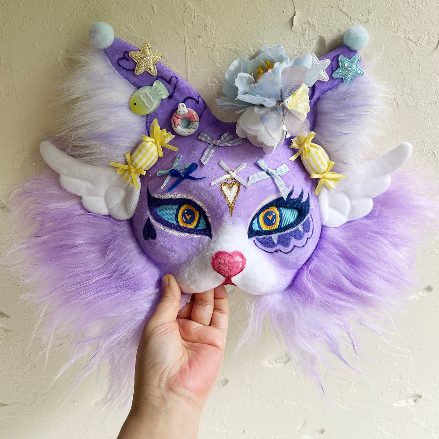 Purple sweet and cute Therian cat mask 01.