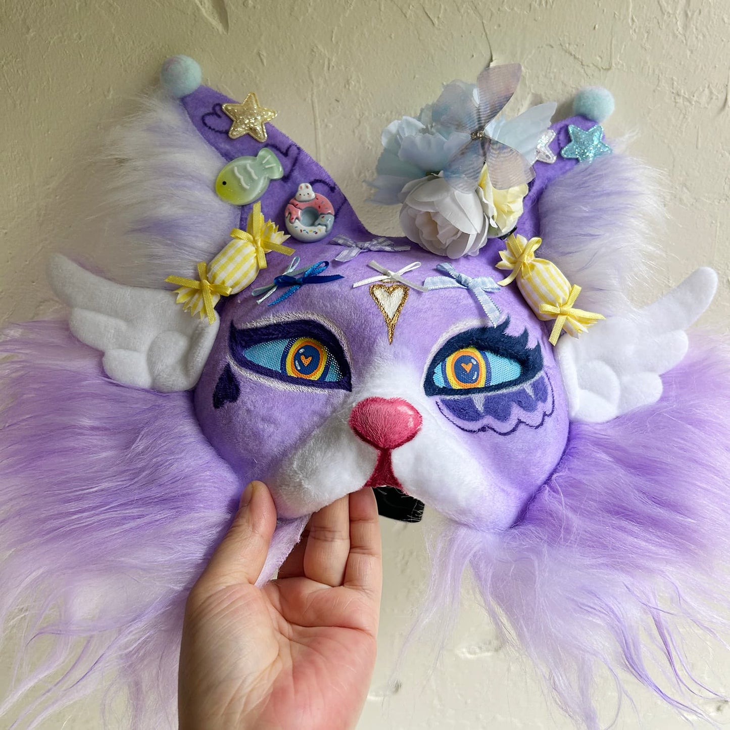 Purple sweet and cute Therian cat mask 01.