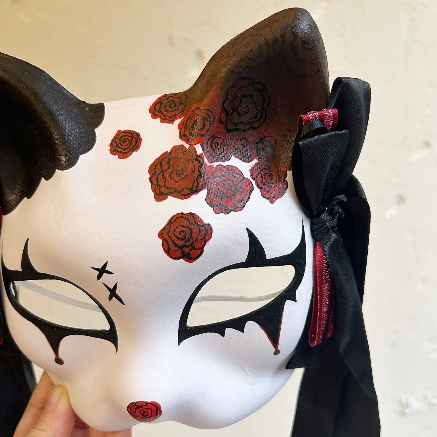 Rose Halloween Masquerade cat mask kitsune spirit kabuki  01