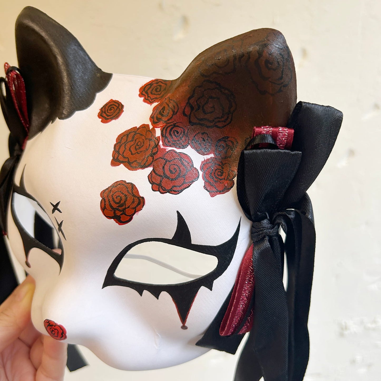 Rose Halloween Masquerade cat mask kitsune spirit kabuki  01