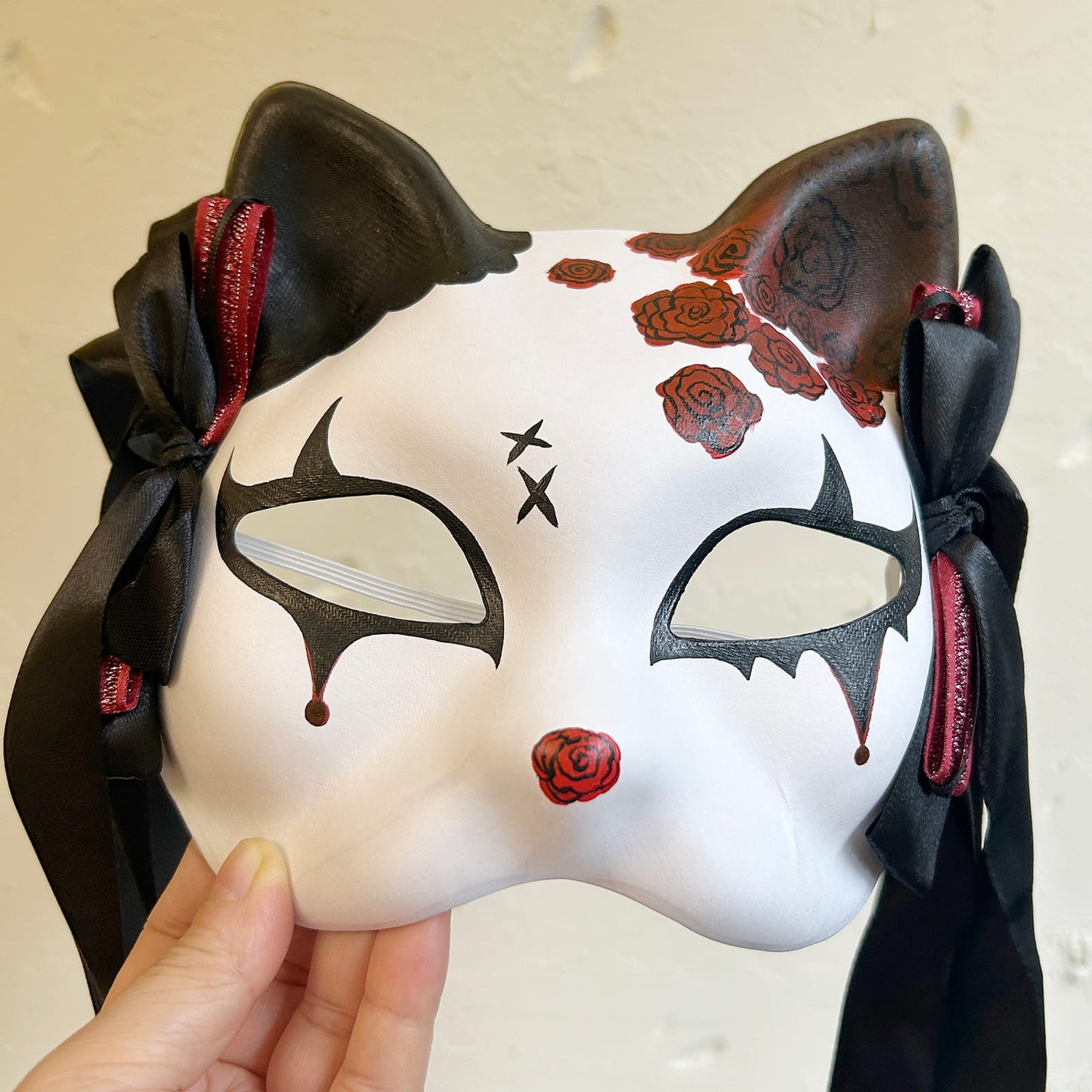 Rose Halloween Masquerade cat mask kitsune spirit kabuki  01