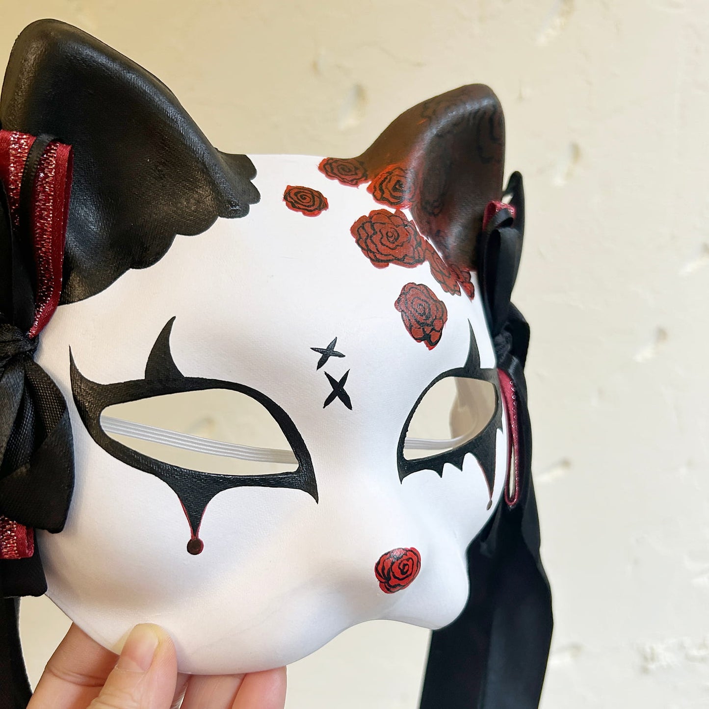 Rose Halloween Masquerade cat mask kitsune spirit kabuki  01
