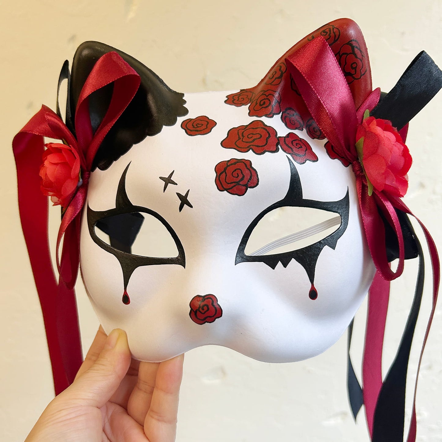 Rose Halloween Masquerade cat mask kitsune spirit kabuki  02
