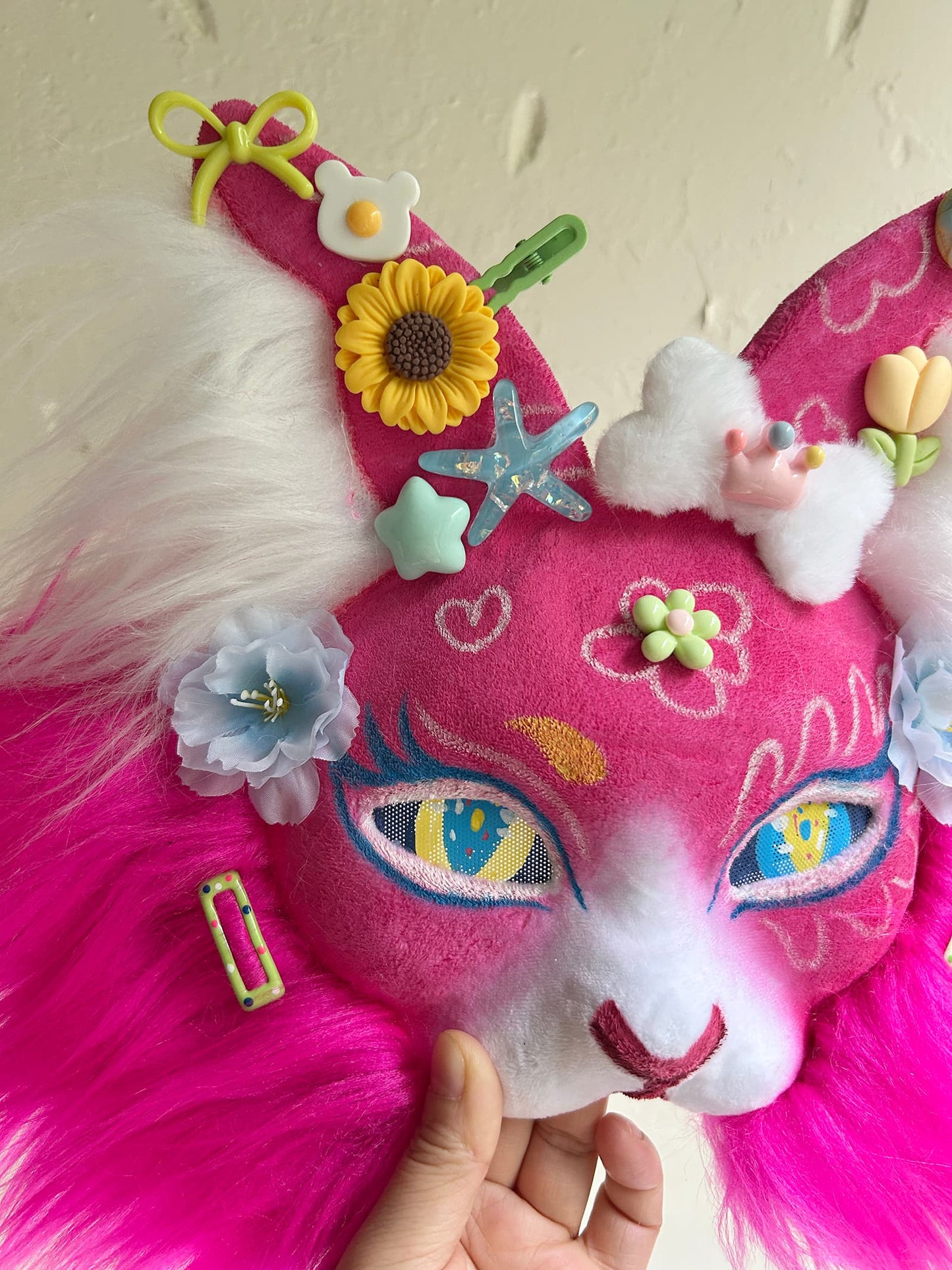 Rose red sweet and cute Therian cat mask 01.