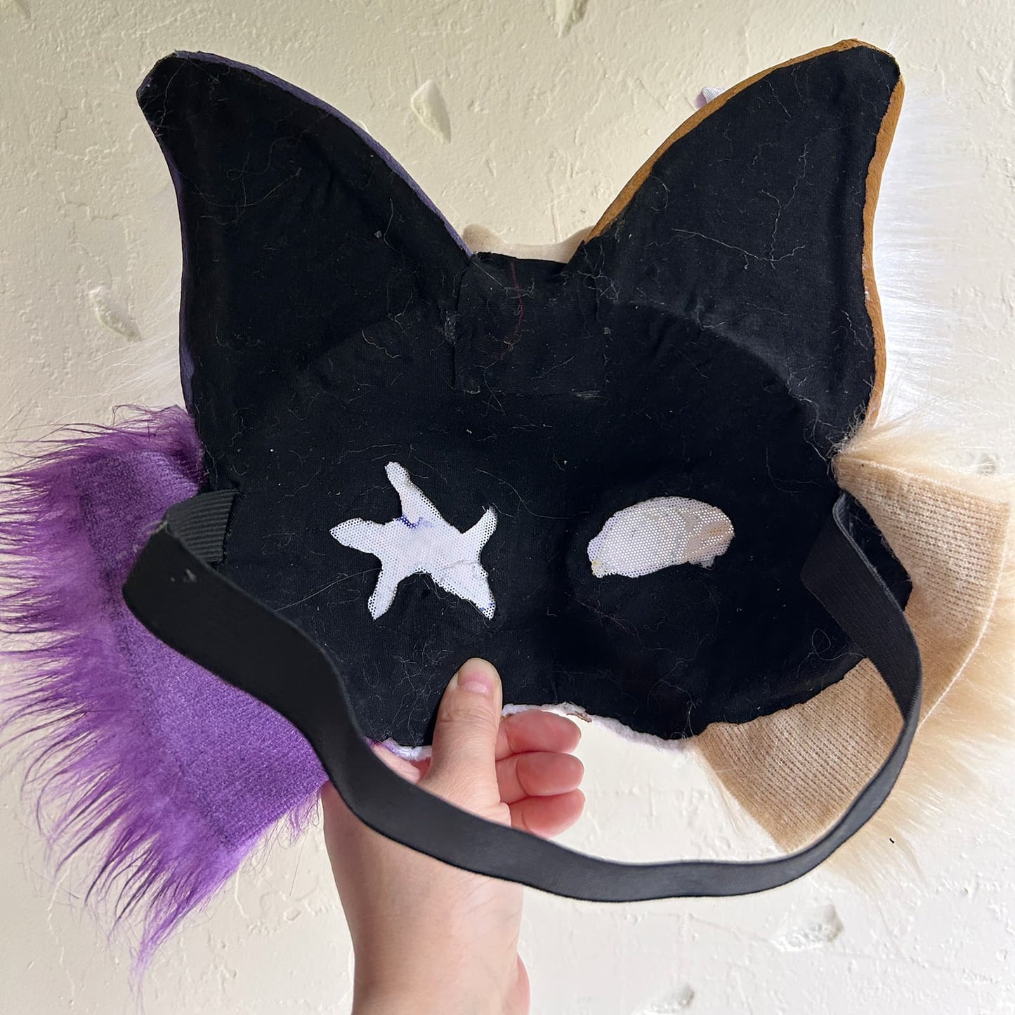Yellow and purple star-eyed Therian cat mask 01