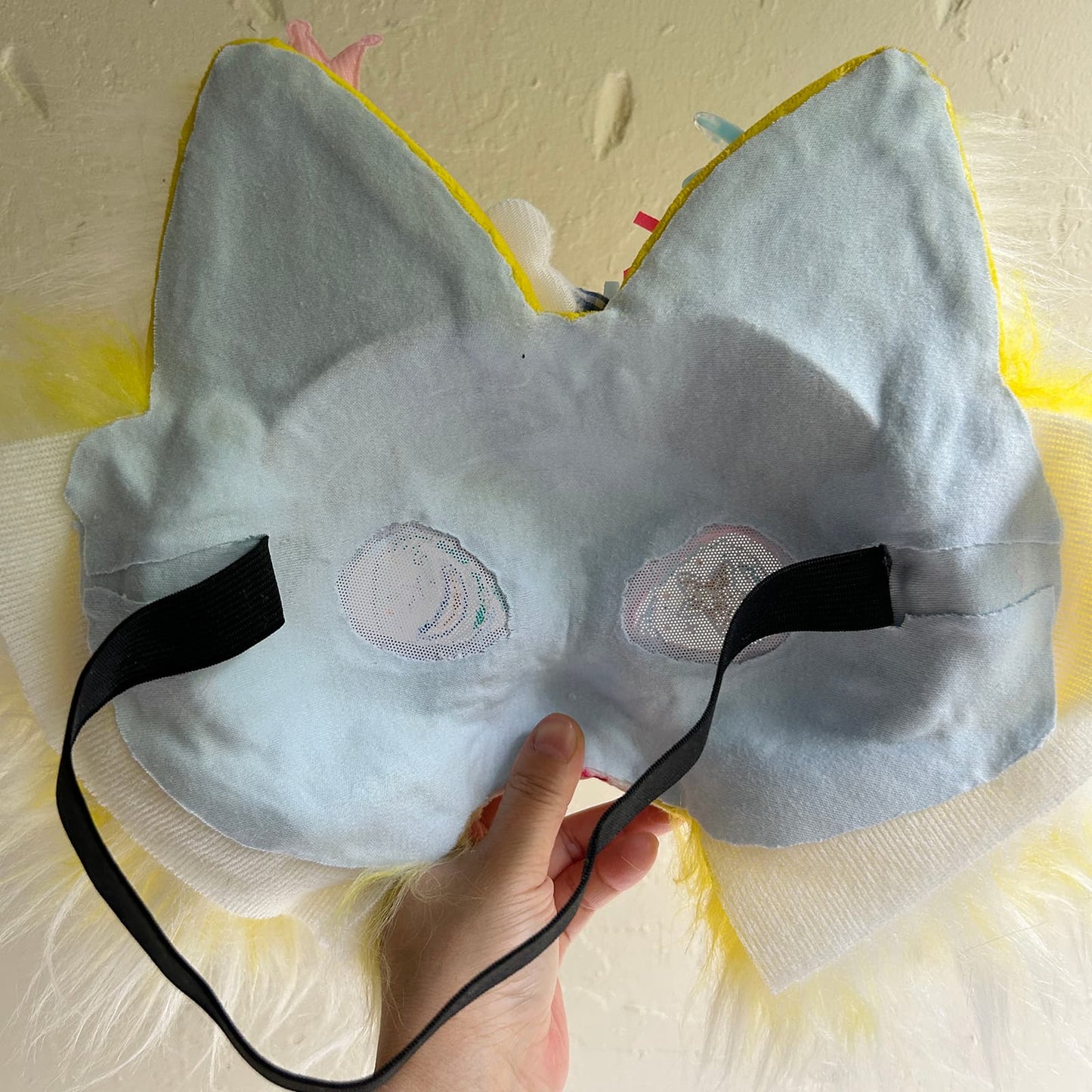 Yellow sweet and cute Therian cat mask  01