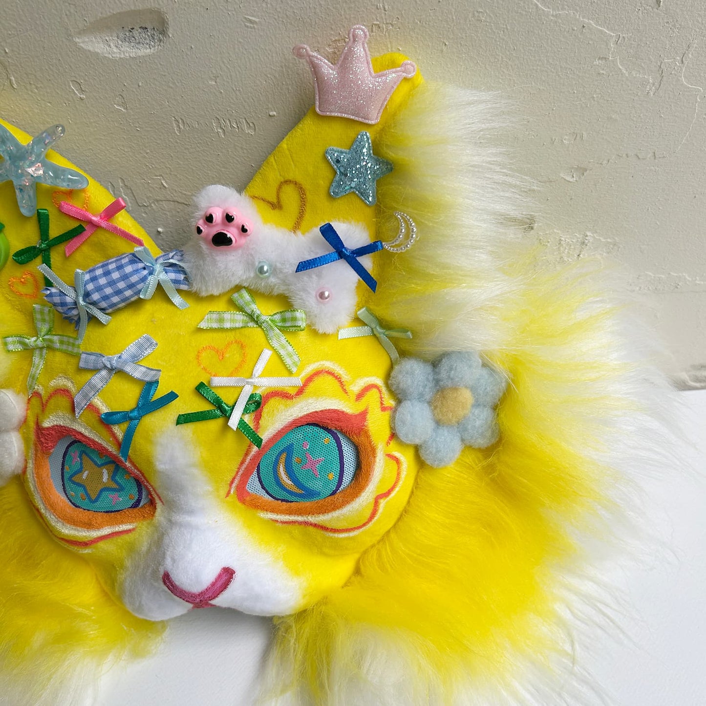 Yellow sweet and cute Therian cat mask  01