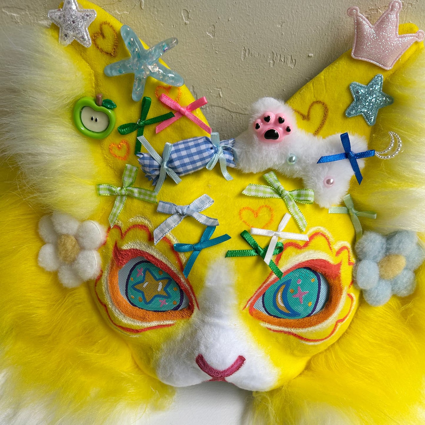 Yellow sweet and cute Therian cat mask  01