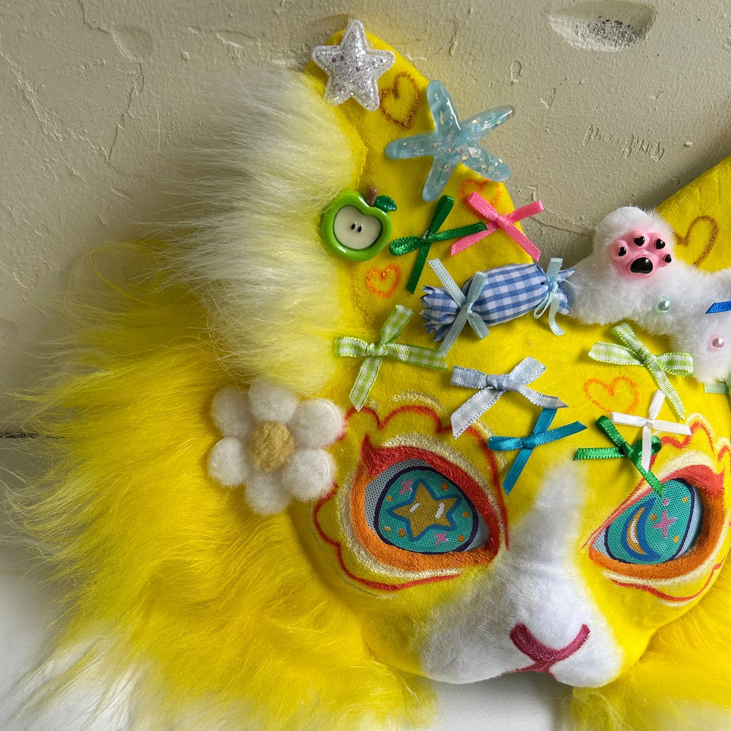 Yellow sweet and cute Therian cat mask  01